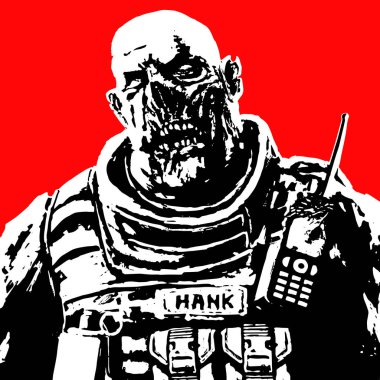 yağ zombie asker. vektör çizim.