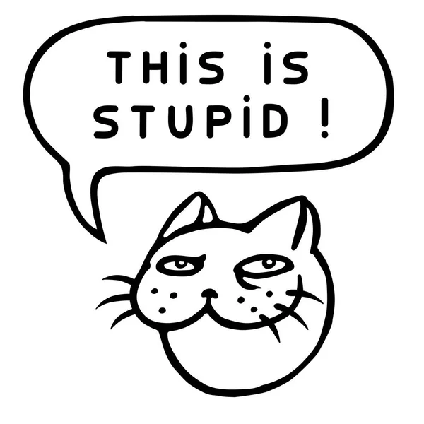 这是愚蠢的 ！卡通猫头。讲话泡泡。矢量图. — 图库矢量图片