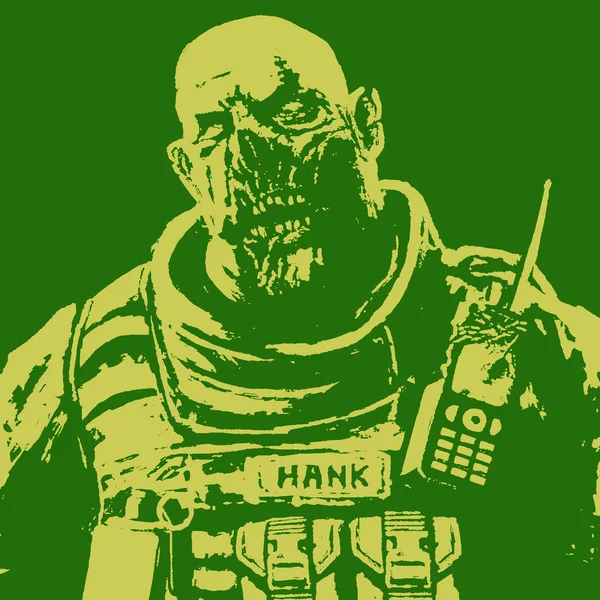 Vet zombie soldaat. vectorillustratie — Stockvector