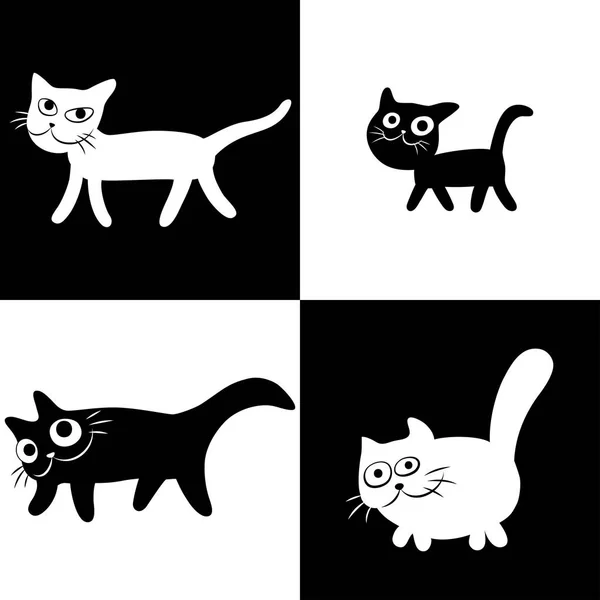 Walking chess cats second set. Isolated vector illustration. — Stock Vector