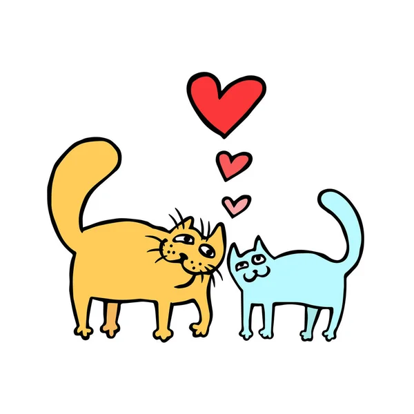 Cute enamored gatos vetor ilustração —  Vetores de Stock