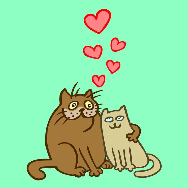 Édes szerelmes macskák. Elszigetelt vektoros illusztráció. — Stock Vector