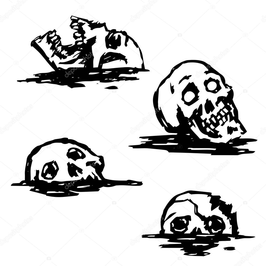 Graphic skull set vector illustration