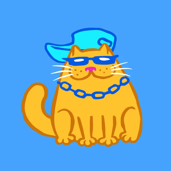 Gato rapper. Ilustração vetorial. Personagem engraçado dos desenhos animados . —  Vetores de Stock