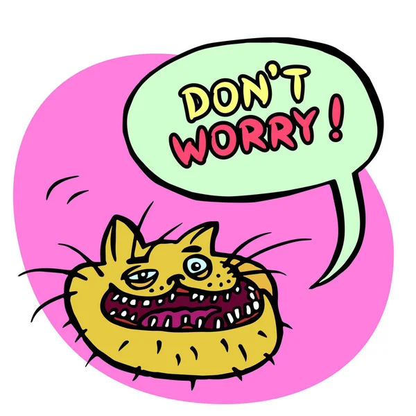Nie martw się! Głowa kota kreskówka. Ilustracja wektorowa. — Wektor stockowy