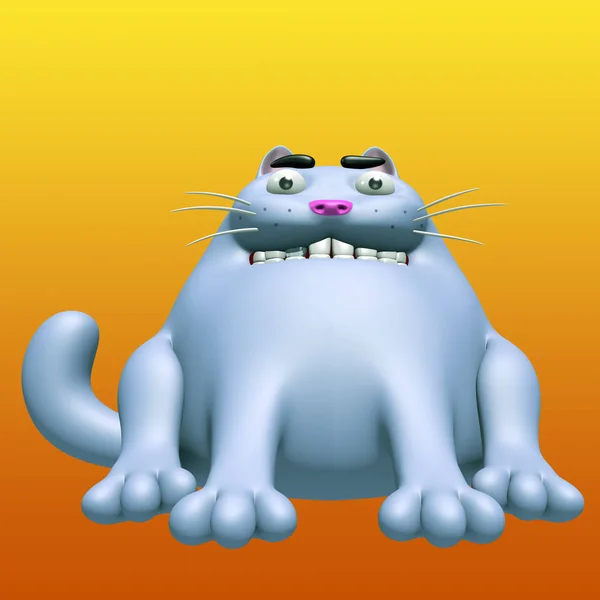 cute fat cat. 3D illustration.