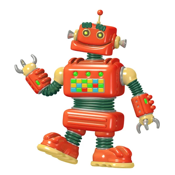 Cartoon red robot 3D illustration — Stock Photo, Image