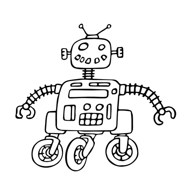 Cute robot on wheels vector illustration — Stock Vector