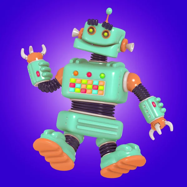 Küçük robot android 3d çizim eğlenceli — Stok fotoğraf