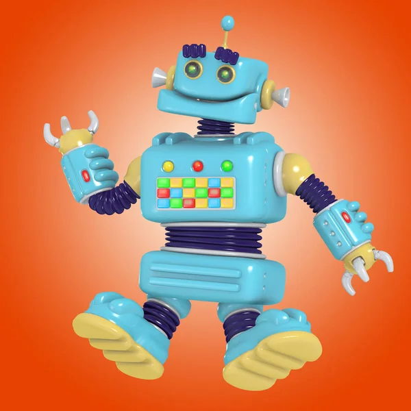 Happy cartoon robot 3D illustration — Stock Photo, Image