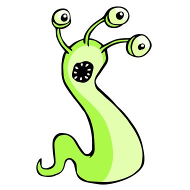 Komik üç gözlü canavar. Vektör çizim