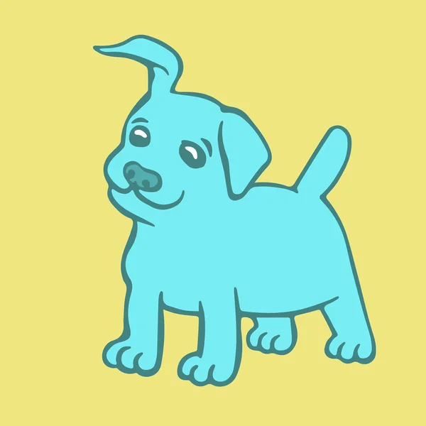 귀여운 블루 강아지 강아지입니다. 벡터 일러스트 레이 션. — 스톡 벡터