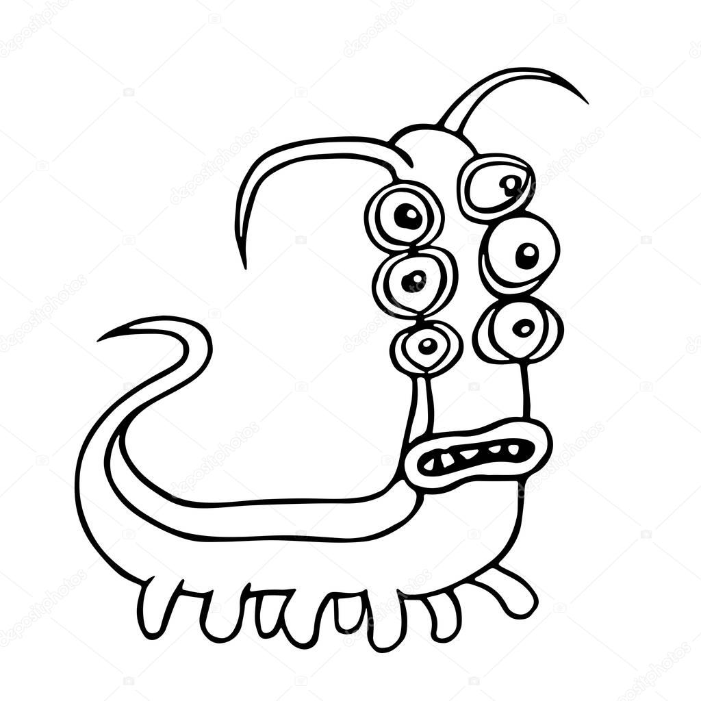 Monster six-eyed centipede. Vector illustration.