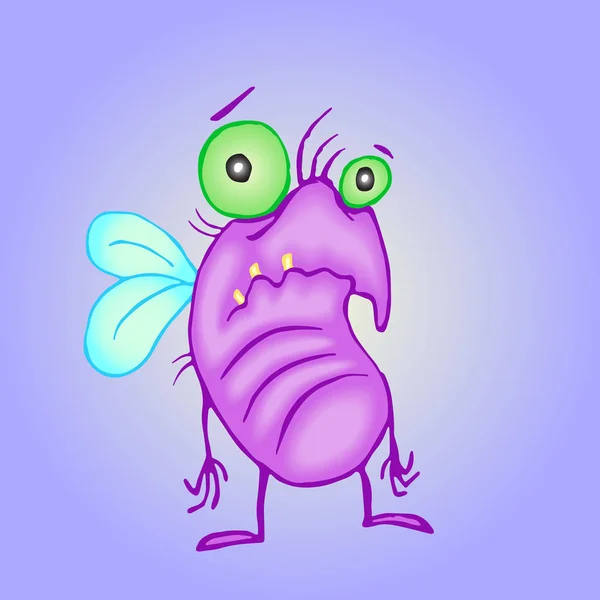 Cartoon melancholy pink fly. vector illustration — Stock Vector