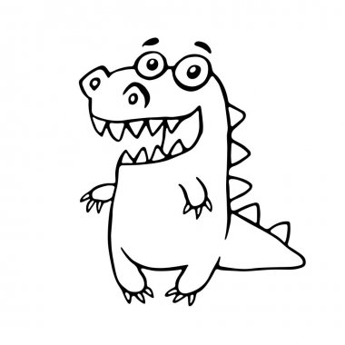 Çizgi film dost ejderha. Vektör çizim.