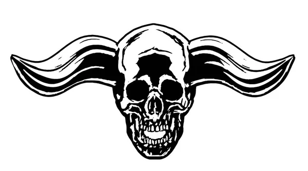 Cráneo de demonio con cuernos. Ilustración vectorial — Vector de stock