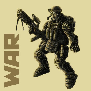 Infantryman in armor suit. Vector illustration. clipart