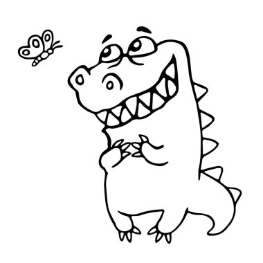 Dost ejderha kelebek tadını çıkarın. Vektör çizim.