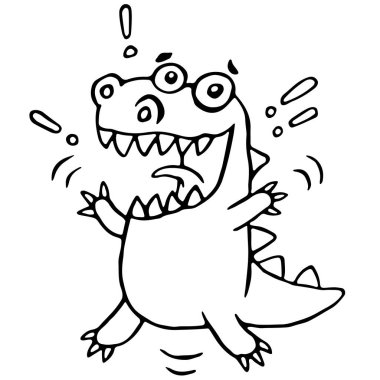 Çizgi film şanslı ejderha. Vektör çizim.