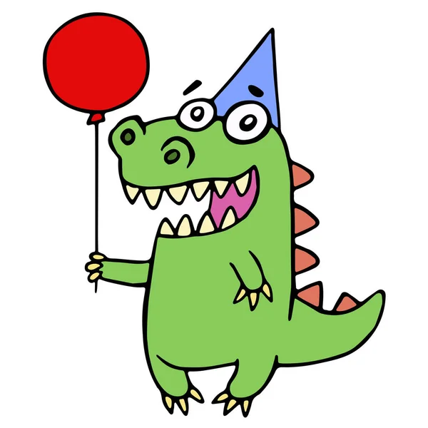 Happy birthday greeting dragon. Vector illustration. — Stock Vector