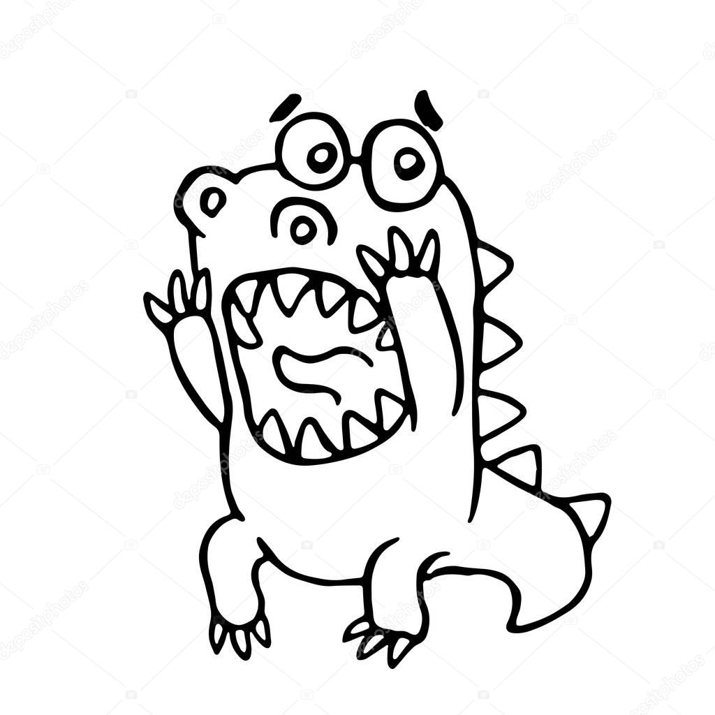 Cartoon screaming dragon. Vector illustration