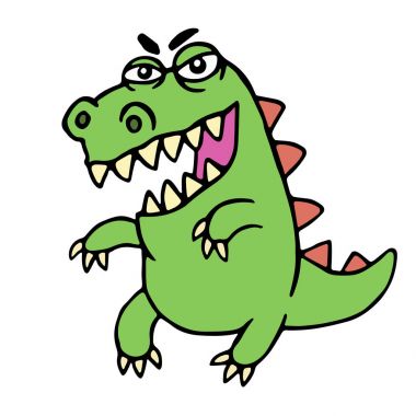 Sevimli kızgın çizgi dinozor. Vektör çizim.