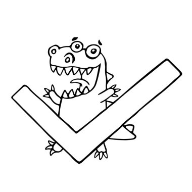 Çizgi film dragon ve büyük yeşil kene. Vektör çizim.