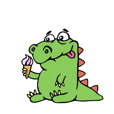 sevimli dinozor dondurma tutar. vektör çizim