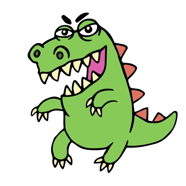Bonito dinossauro de desenhos animados com raiva. Ilustração vetorial . — Vetor de Stock