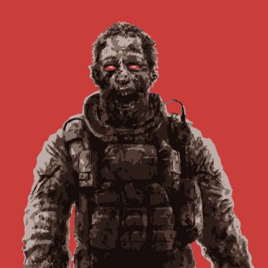 Zombi asker Not kavramı. Vektör çizim.