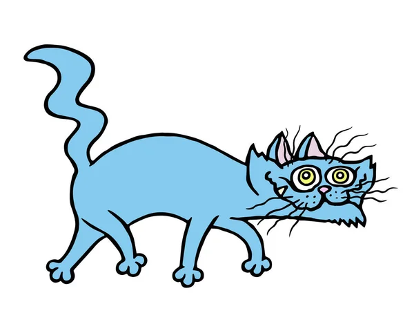 O gato malvado dos desenhos animados ataca. Ilustração vetorial . — Vetor de Stock