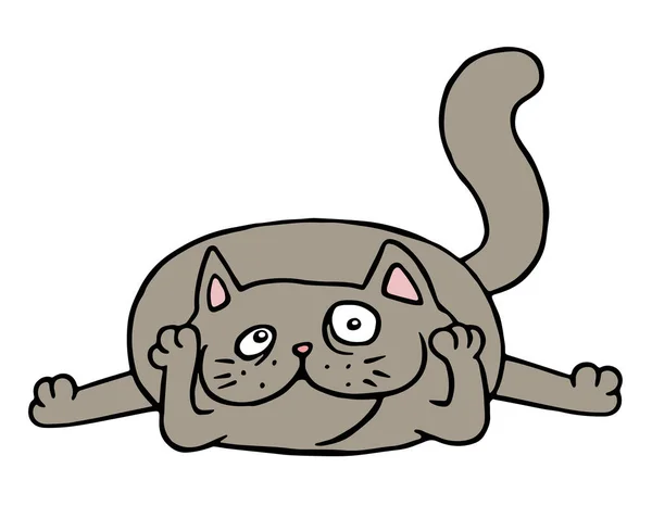 床に横たわってかわいい灰色の猫。ベクトル図. — ストックベクタ