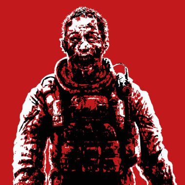 Zombi askeri kan kavramı. Vektör çizim.