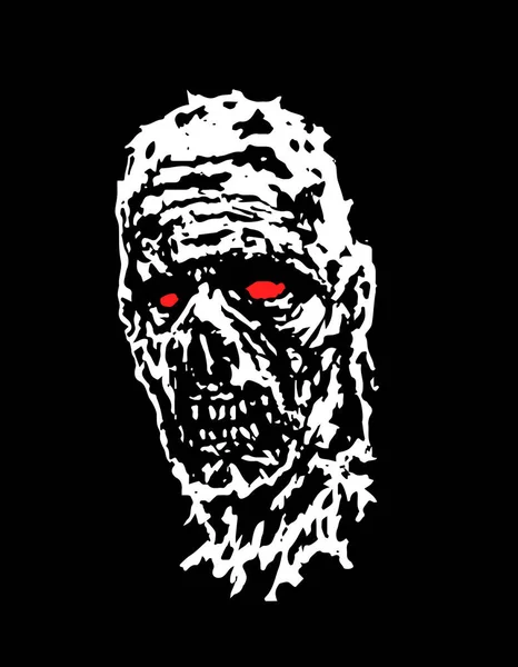 Gruseliger Zombie-Kopf. Vektorillustration. — Stockvektor