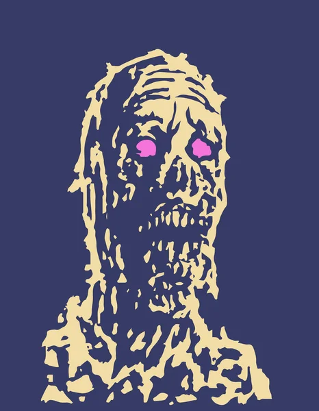Creepy zombie head. Vector illustration — Stock Vector
