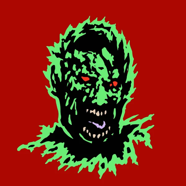 Frenzy zombie huvud. Vektorillustration — Stock vektor