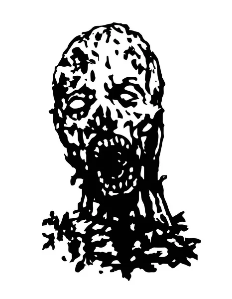 Grausamer Zombie-Kopf. Vektorillustration. — Stockvektor