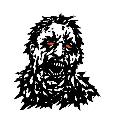 Rampage zombi. Vektör çizim. Siyah ve beyaz renkleri.