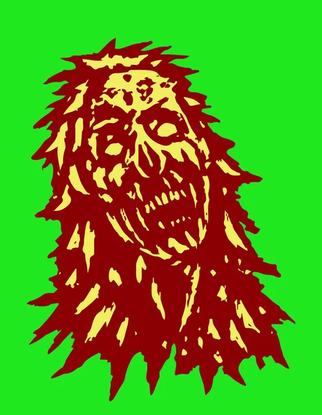 Verschrikkelijke zombie hoofd. Vectorillustratie. — Stockvector
