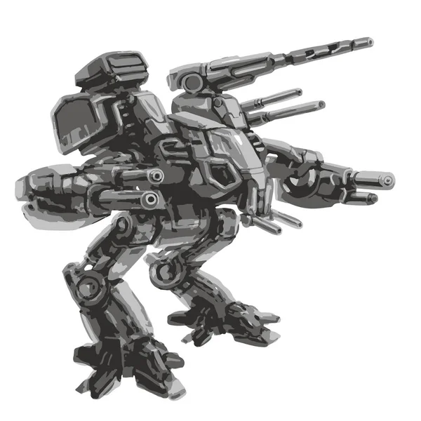 Savaş robotu. Bilim kurgu. Vektör çizim.