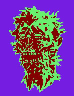 Öfkeli canavar kafatası. Vektör çizim.