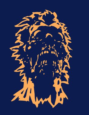 Kafatası parçalanmış bir yüz ile kızgın zombi kavramının. Vektör çizim.