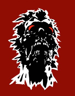 Yırtık bir yüz ile tehlike zombi kafa kavramı. Vektör çizim.