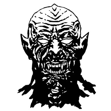 Dişleri bared aç vampir. Vektör çizim.