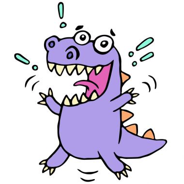 Mutlu tebrik mor ejderha. Vektör çizim.