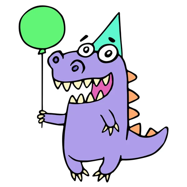 Feliz aniversário cumprimentando dragão roxo. Ilustração vetorial . —  Vetores de Stock