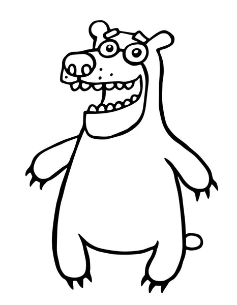 Komik karikatür ayı arka ayakları üzerinde duruyor. Vektör çizim. Şirin mutlu neşeli hayvan karakter. — Stok Vektör