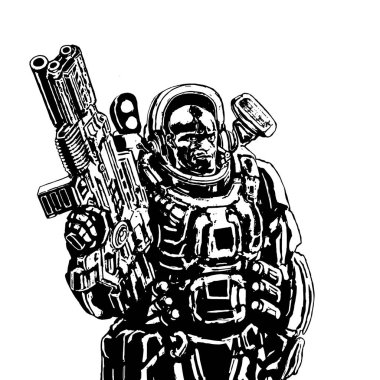 Ağır alan deniz. Vektör çizim.