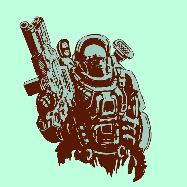 Nehéz space marine. Vektoros illusztráció. — Stock Vector