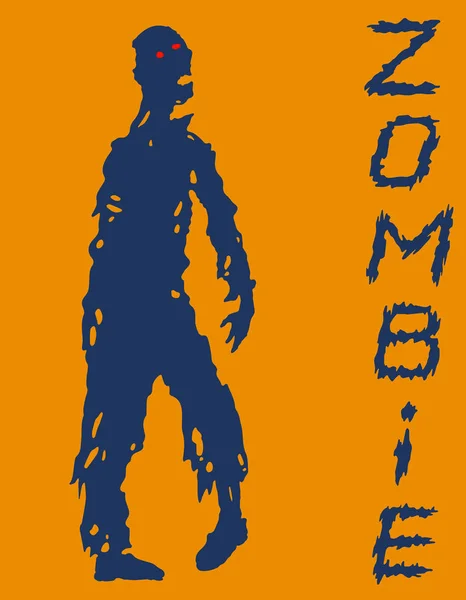 Silueta de zombies de un solo brazo en colores azul y naranja. Ilustración vectorial . — Vector de stock